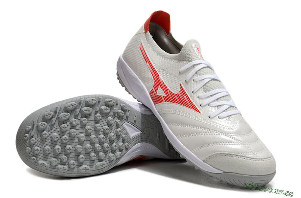 Men's Mizuno Morelia Neo Sala TF Artificial Turf Low-Tops Football Shoes - Grey/Red/White 3