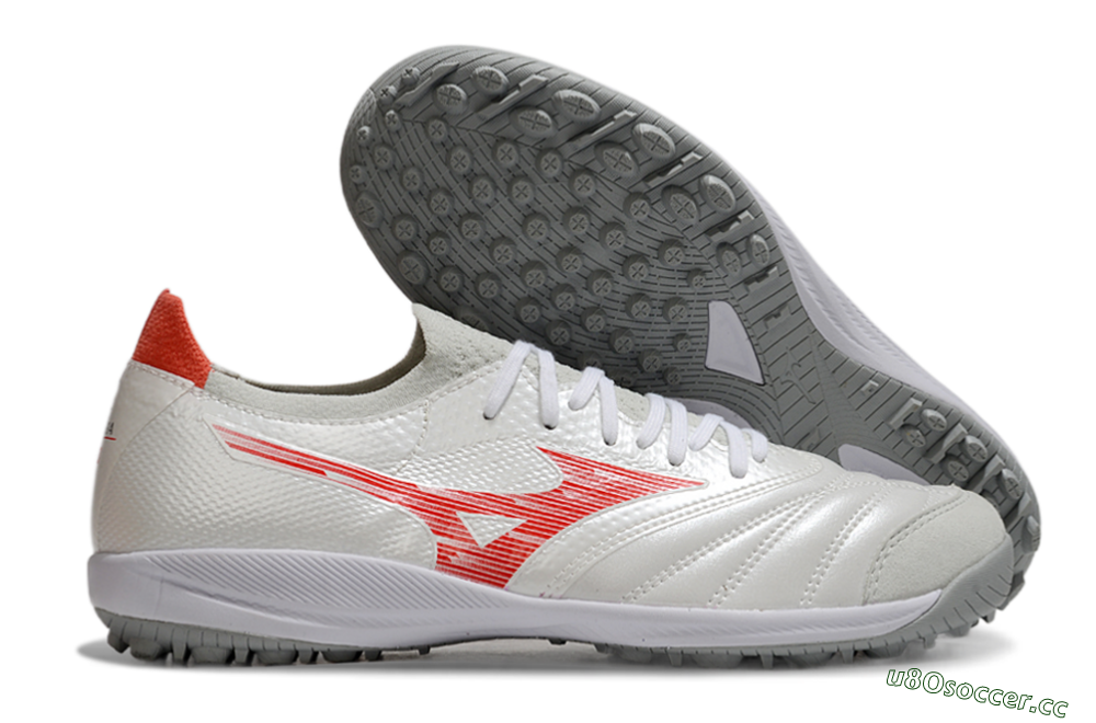 Men's Mizuno Morelia Neo Sala TF Artificial Turf Low-Tops Football Shoes - Grey/Red/White 2