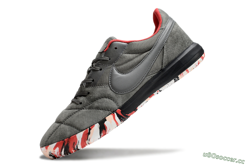 Unisex Nike Premier 2 Sala IC Indoor & Futsal Low-Tops Football Shoes - Grey/Black/Red 5