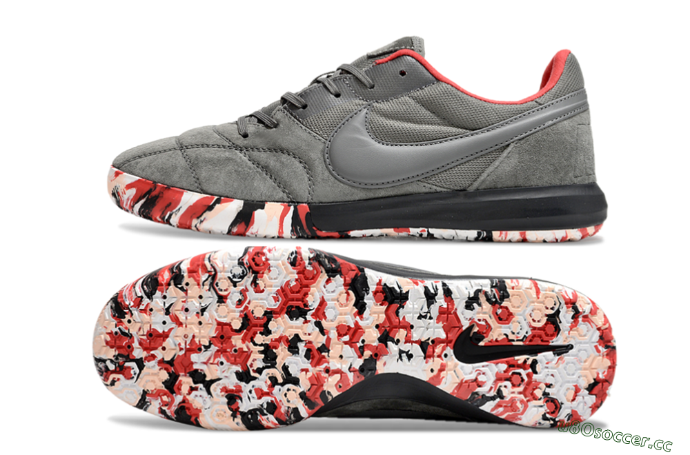 Unisex Nike Premier 2 Sala IC Indoor & Futsal Low-Tops Football Shoes - Grey/Black/Red 1