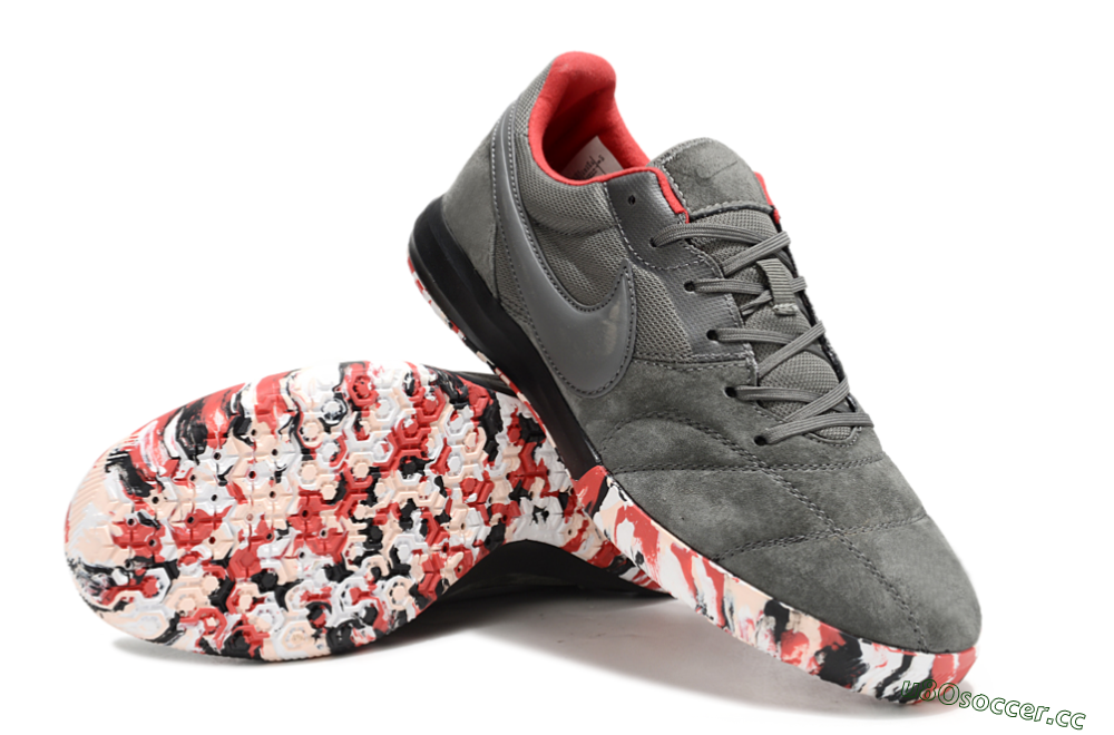 Unisex Nike Premier 2 Sala IC Indoor & Futsal Low-Tops Football Shoes - Grey/Black/Red 3