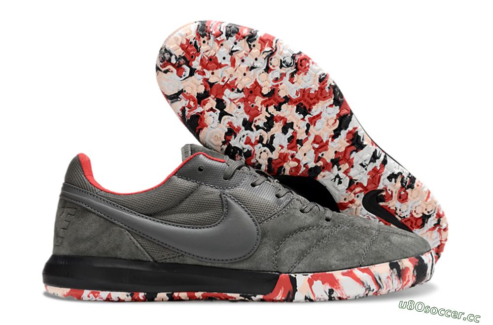 Unisex Nike Premier 2 Sala IC Indoor & Futsal Low-Tops Football Shoes - Grey/Black/Red 2