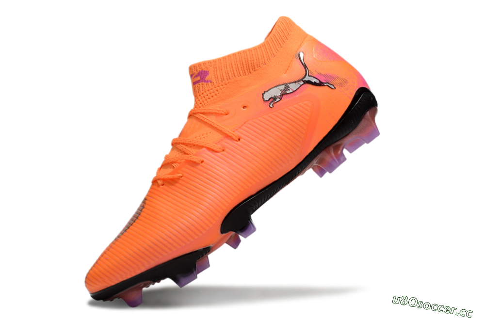 Men's Puma Future 8 Ultimate FG Firm Ground Low-Tops Football Boots - Orange/Purple/Grey 5