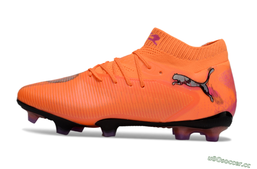 Men's Puma Future 8 Ultimate FG Firm Ground Low-Tops Football Boots - Orange/Purple/Grey 0