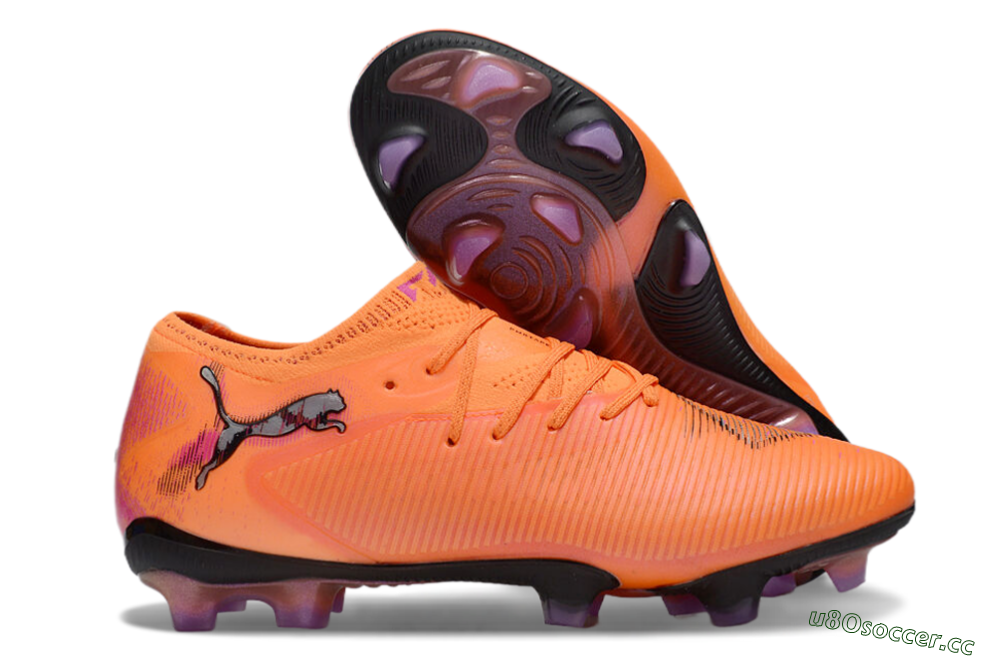 Men's Puma Future 8 Ultimate FG Firm Ground Low-Tops Football Boots - Orange/Purple/Grey 2