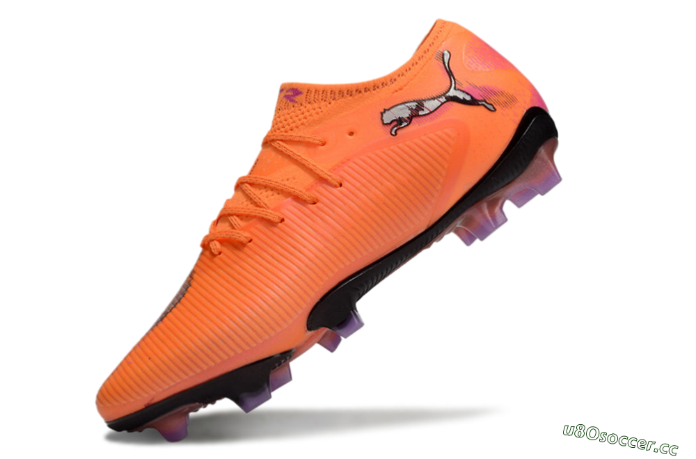 Men's Puma Future 8 Ultimate FG Firm Ground Low-Tops Football Boots - Orange/Purple/Grey 5