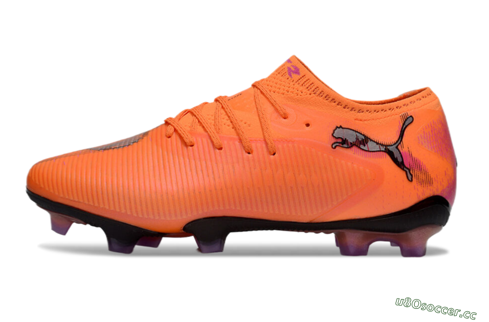 Men's Puma Future 8 Ultimate FG Firm Ground Low-Tops Football Boots - Orange/Purple/Grey 0