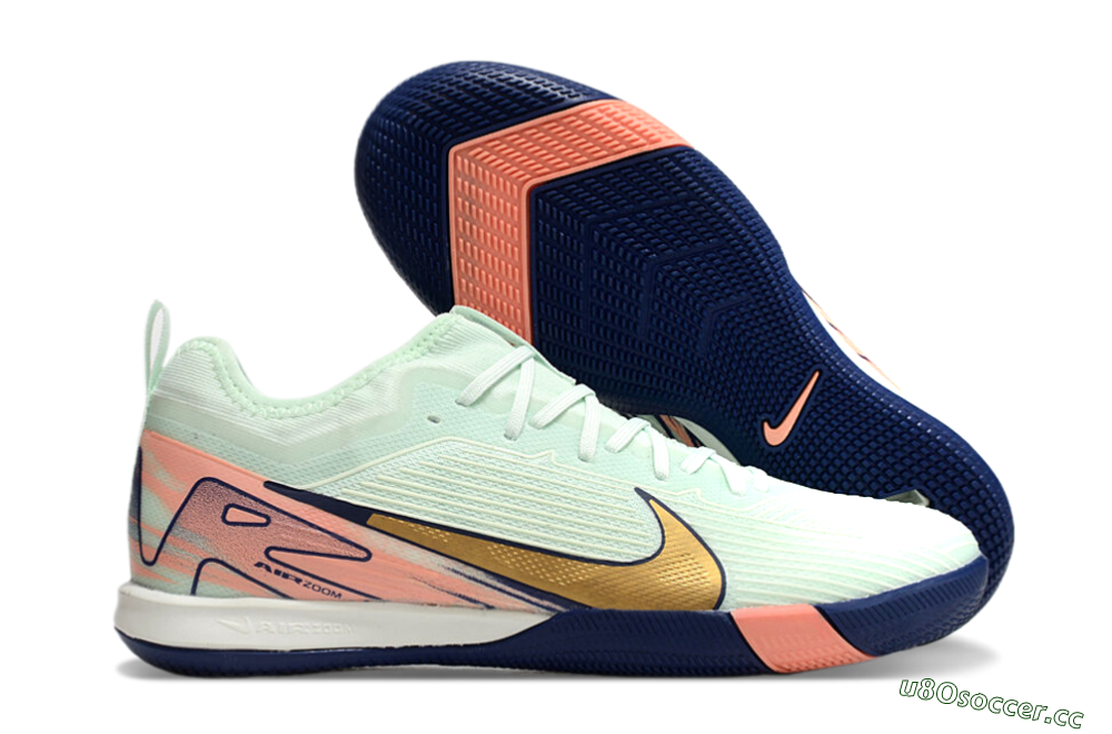 Men's Nike Air Zoom Mercurial Vapor 16 Pro IC Indoor & Futsal Low-Tops Football Shoes - Jade/Gold/Pink 2