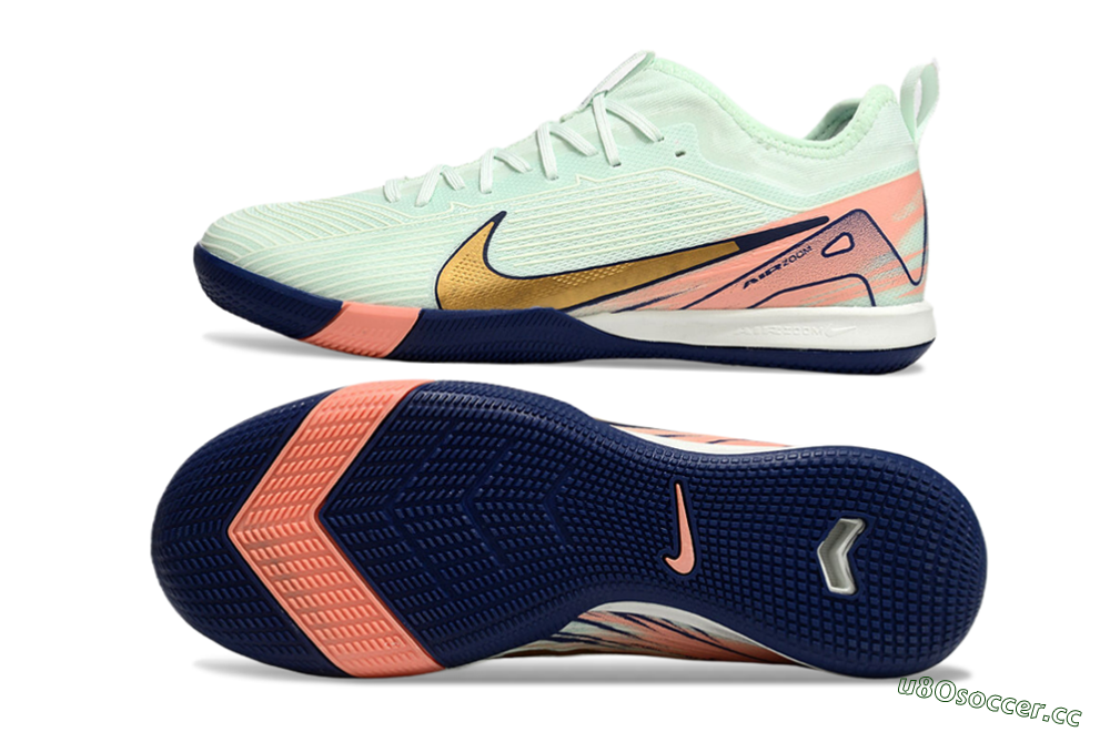 Men's Nike Air Zoom Mercurial Vapor 16 Pro IC Indoor & Futsal Low-Tops Football Shoes - Jade/Gold/Pink 1