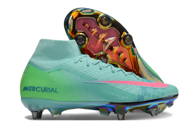 Men's Nike Air Zoom Mercurial Superfly 10 Elite SG Soft Ground High-Tops Football Boots - Jade/Pink/Gold