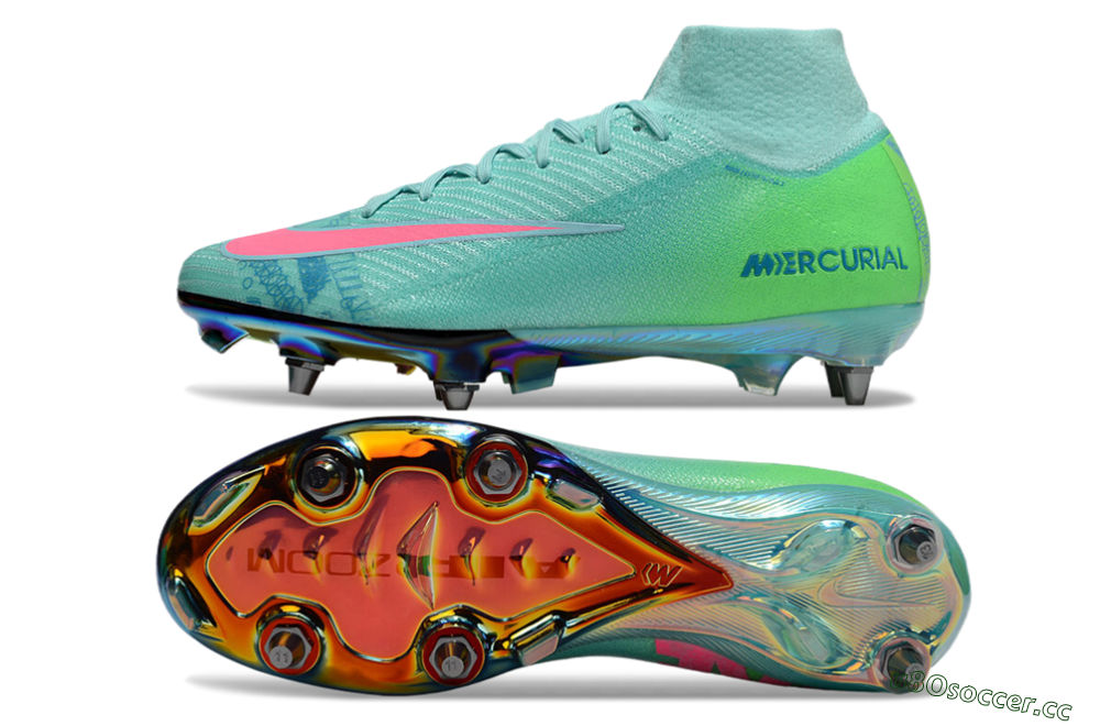 Men's Nike Air Zoom Mercurial Superfly 10 Elite SG Soft Ground High-Tops Football Boots - Jade/Pink/Gold 1