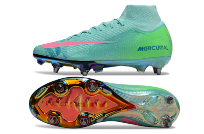 Men's Nike Air Zoom Mercurial Superfly 10 Elite SG Soft Ground High-Tops Football Boots - Jade/Pink/Gold