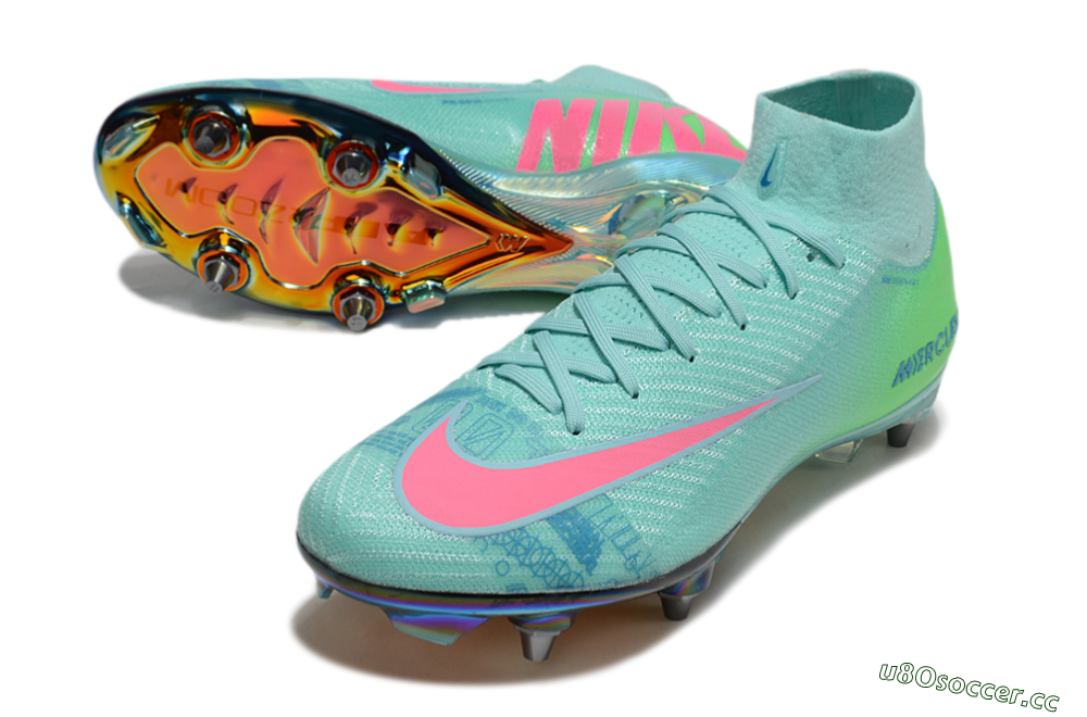 Men's Nike Air Zoom Mercurial Superfly 10 Elite SG Soft Ground High-Tops Football Boots - Jade/Pink/Gold 3
