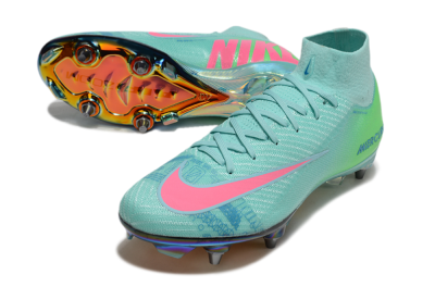 Men's Nike Air Zoom Mercurial Superfly 10 Elite SG Soft Ground High-Tops Football Boots - Jade/Pink/Gold