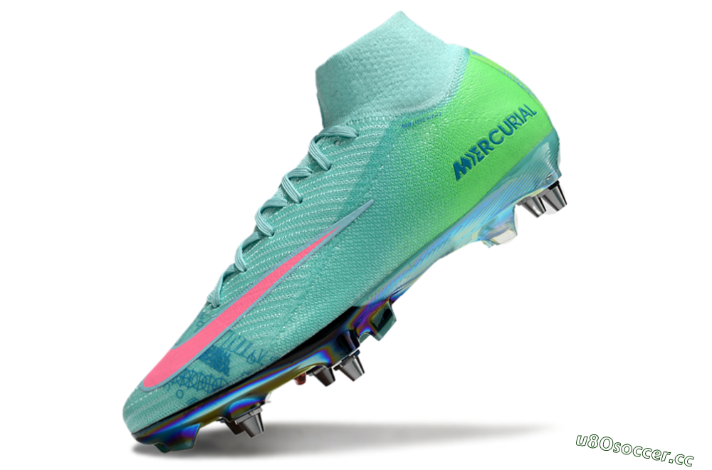 Men's Nike Air Zoom Mercurial Superfly 10 Elite SG Soft Ground High-Tops Football Boots - Jade/Pink/Gold 5