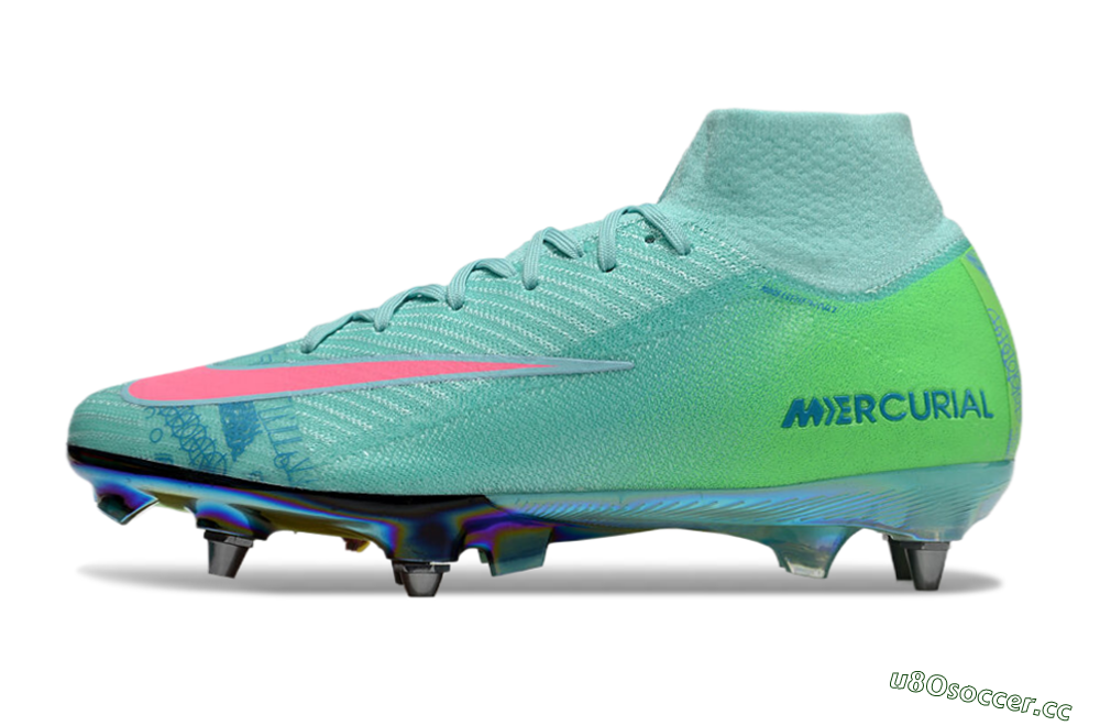 Men's Nike Air Zoom Mercurial Superfly 10 Elite SG Soft Ground High-Tops Football Boots - Jade/Pink/Gold 0