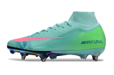 Men's Nike Air Zoom Mercurial Superfly 10 Elite SG Soft Ground High-Tops Football Boots - Jade/Pink/Gold