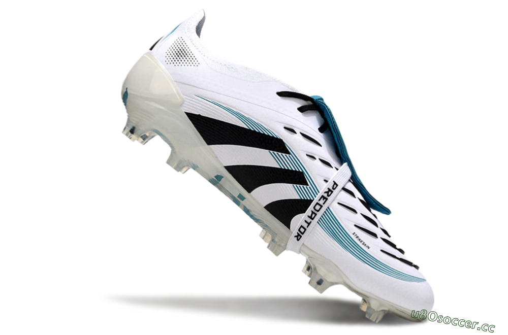 Men's Adidas Predator Elite 25 Foldover Tongue FG Firm Ground Low-Tops Football Boots - White/Blue/Black 4