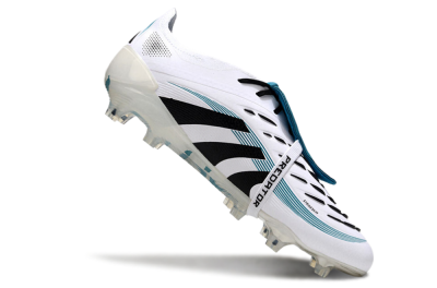 Men's Adidas Predator Elite 25 Foldover Tongue FG Firm Ground Low-Tops Football Boots - White/Blue/Black