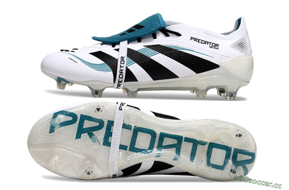 Men's Adidas Predator Elite 25 Foldover Tongue FG Firm Ground Low-Tops Football Boots - White/Blue/Black 1