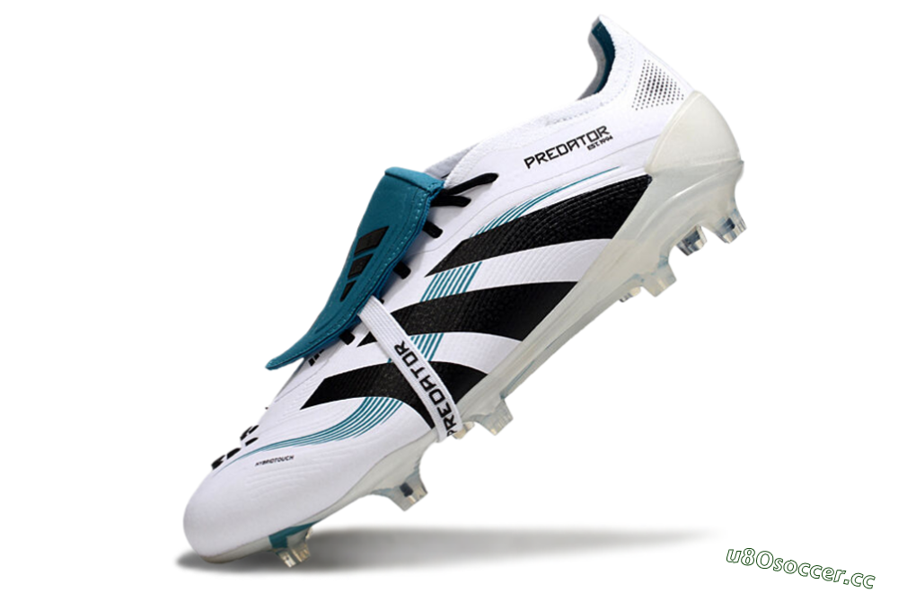 Men's Adidas Predator Elite 25 Foldover Tongue FG Firm Ground Low-Tops Football Boots - White/Blue/Black 5