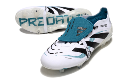 Men's Adidas Predator Elite 25 Foldover Tongue FG Firm Ground Low-Tops Football Boots - White/Blue/Black