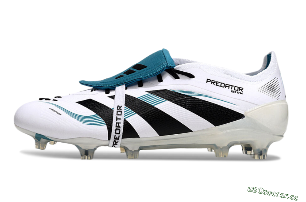 Men's Adidas Predator Elite 25 Foldover Tongue FG Firm Ground Low-Tops Football Boots - White/Blue/Black 0