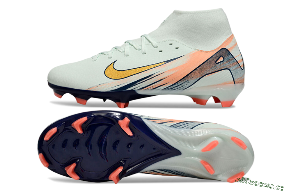 Men's Nike Air Zoom Mercurial Superfly 10 Academy FG Firm Ground High-Tops Football Boots - Jade/Gold/Pink 1