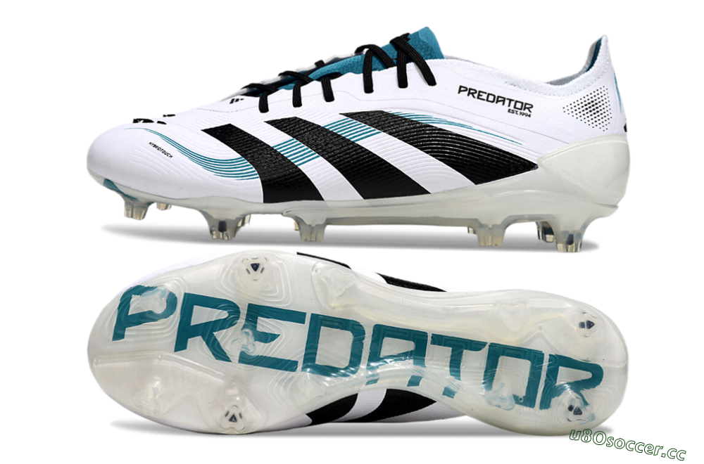Men's Adidas Predator Elite 25 FG Firm Ground Low-Tops Football Boots - White/Blue/Black 1