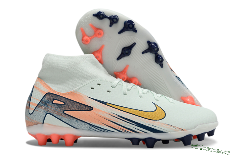Men's Nike Air Zoom Mercurial Superfly 10 Academy AG Artificial Grass High-Tops Football Boots - Jade/Gold/Pink 2