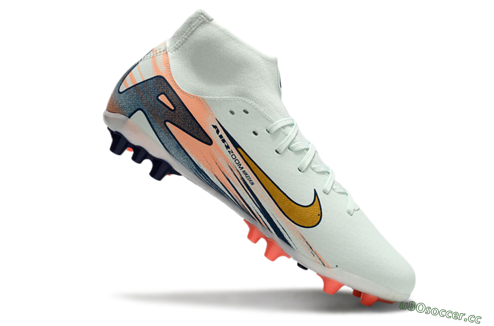 Men's Nike Air Zoom Mercurial Superfly 10 Academy AG Artificial Grass High-Tops Football Boots - Jade/Gold/Pink 4