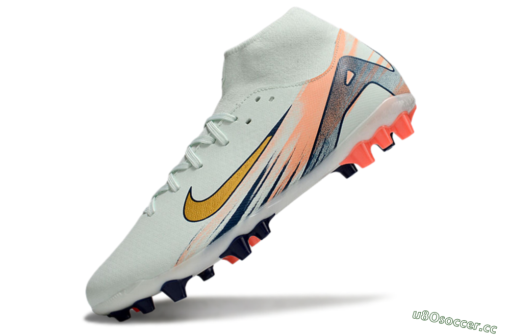Men's Nike Air Zoom Mercurial Superfly 10 Academy AG Artificial Grass High-Tops Football Boots - Jade/Gold/Pink 5