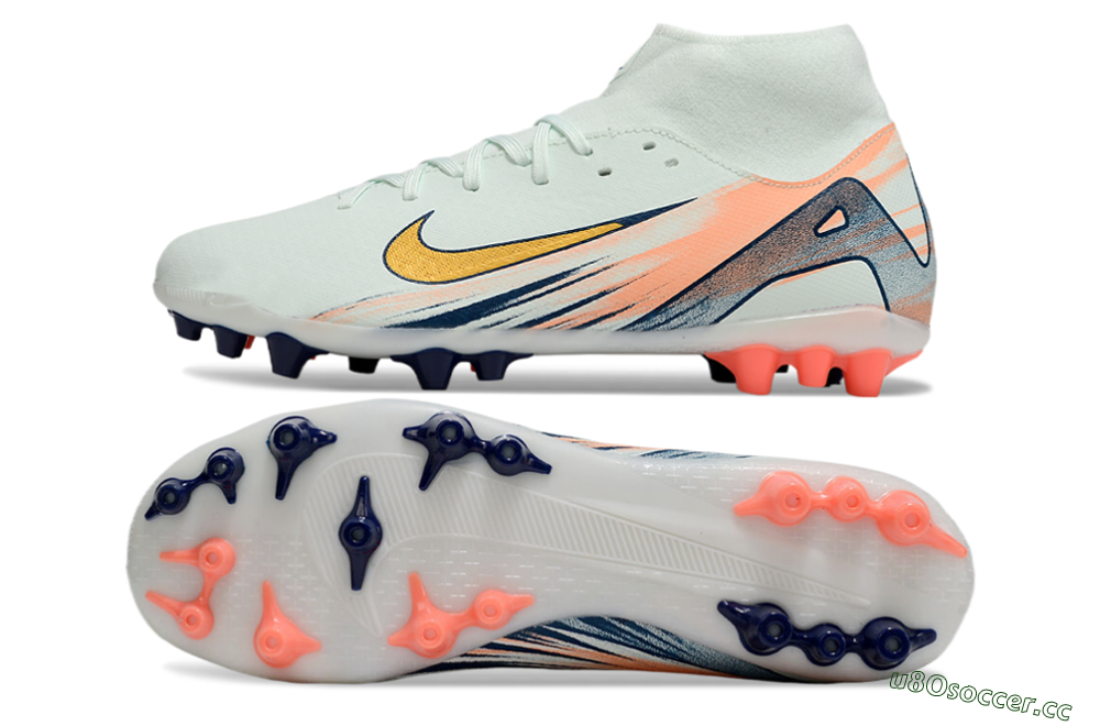 Men's Nike Air Zoom Mercurial Superfly 10 Academy AG Artificial Grass High-Tops Football Boots - Jade/Gold/Pink 1
