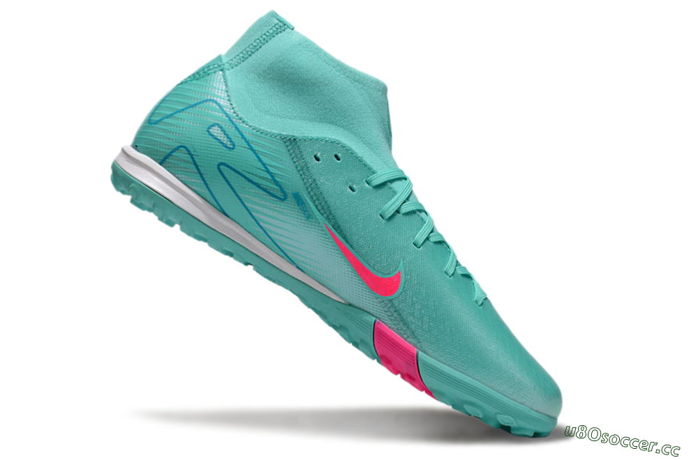 Men's Nike Air Zoom Mercurial Superfly 10 Academy TF Artificial Turf High-Tops Football Shoes - Jade/Pink/White 4