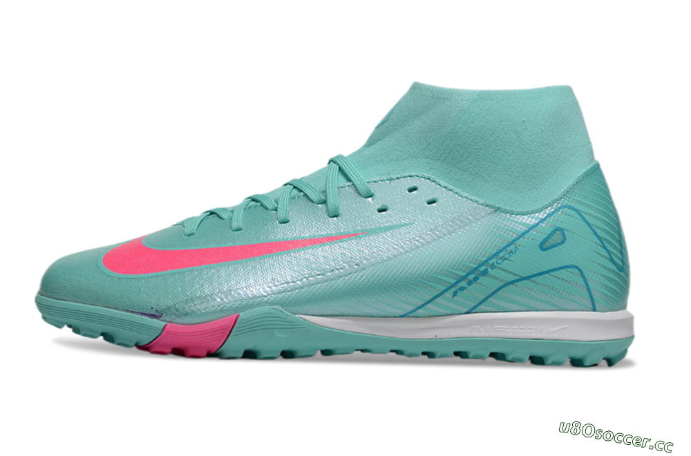 Men's Nike Air Zoom Mercurial Superfly 10 Academy TF Artificial Turf High-Tops Football Shoes - Jade/Pink/White 0