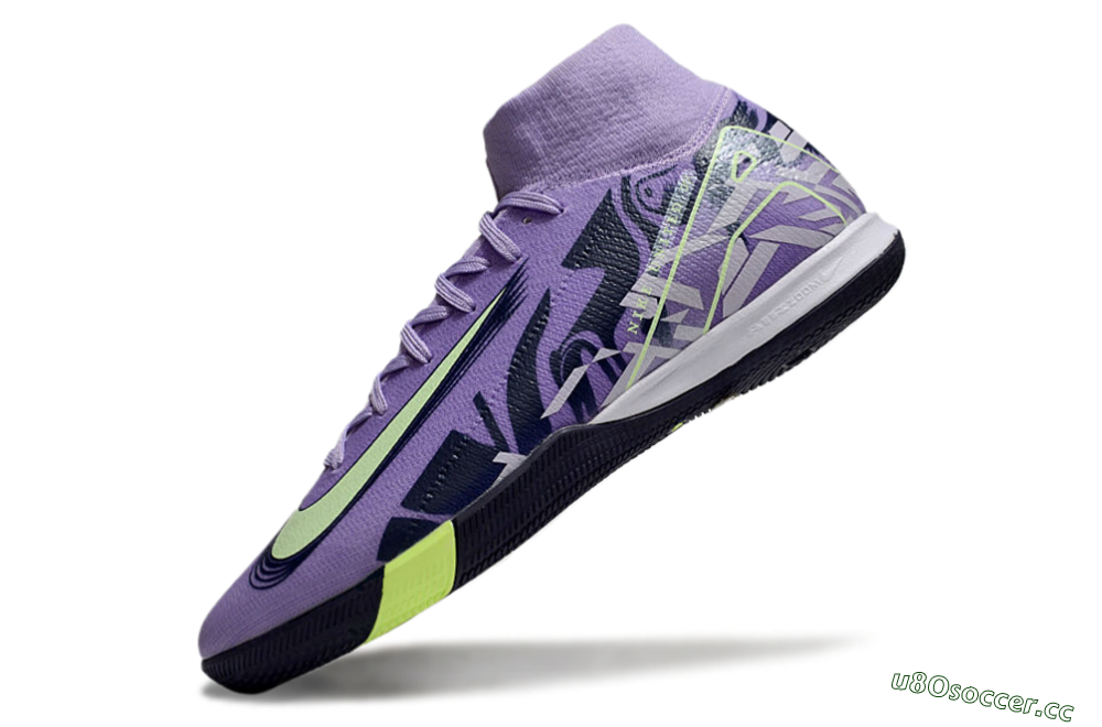Men's Nike Air Zoom Mercurial Superfly 10 Elite IC Indoor & Futsal High-Tops Football Shoes - Purple/Yellow/White 5