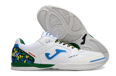 Men's Joma Top Flex IC Indoor & Futsal Low-Tops Football Shoes - White/Blue/Green