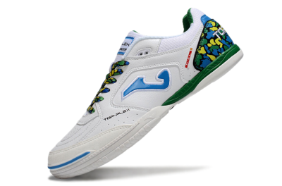 Men's Joma Top Flex IC Indoor & Futsal Low-Tops Football Shoes - White/Blue/Green