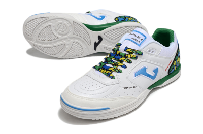 Men's Joma Top Flex IC Indoor & Futsal Low-Tops Football Shoes - White/Blue/Green