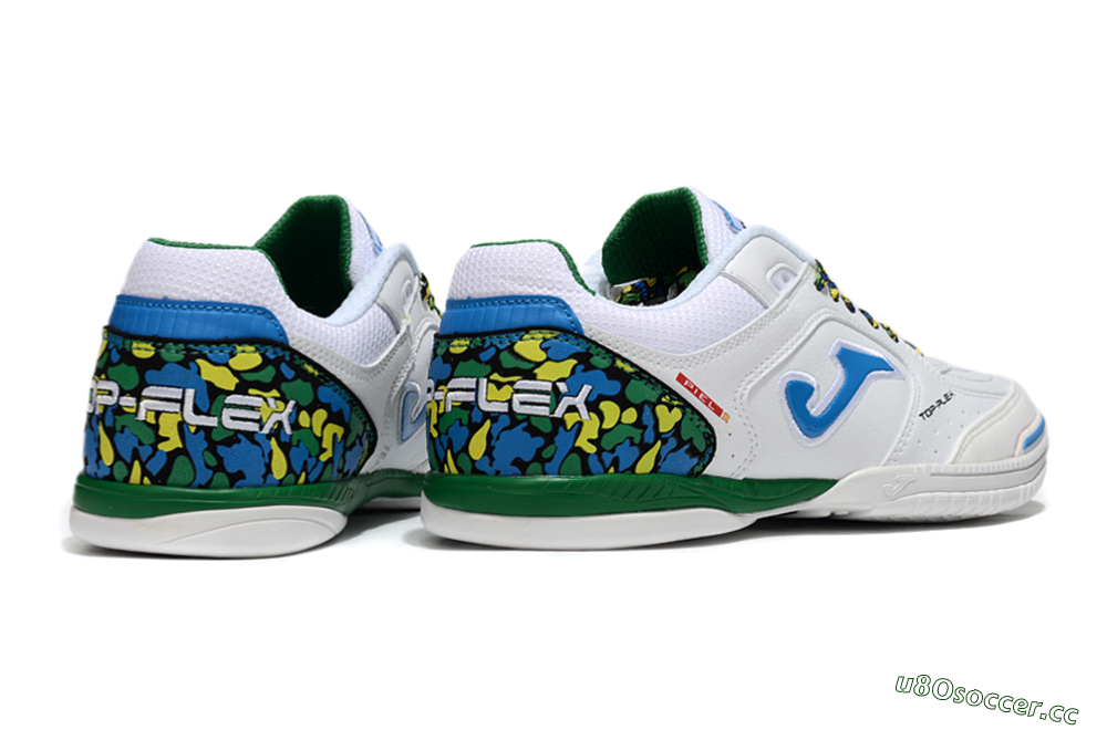 Men's Joma Top Flex IC Indoor & Futsal Low-Tops Football Shoes - White/Blue/Green 6