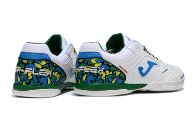 Men's Joma Top Flex IC Indoor & Futsal Low-Tops Football Shoes - White/Blue/Green