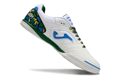 Men's Joma Top Flex IC Indoor & Futsal Low-Tops Football Shoes - White/Blue/Green