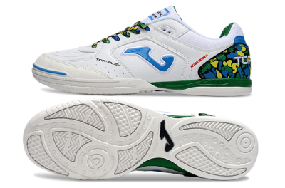 Men's Joma Top Flex IC Indoor & Futsal Low-Tops Football Shoes - White/Blue/Green