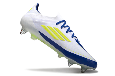 Men's Adidas F50 Elite SG Soft Ground Low-Tops Football Boots - White/Blue/Yellow