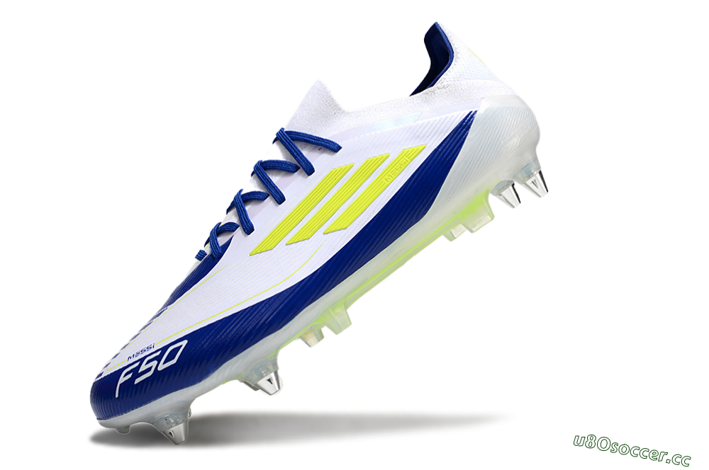 Men's Adidas F50 Elite SG Soft Ground Low-Tops Football Boots - White/Blue/Yellow 5