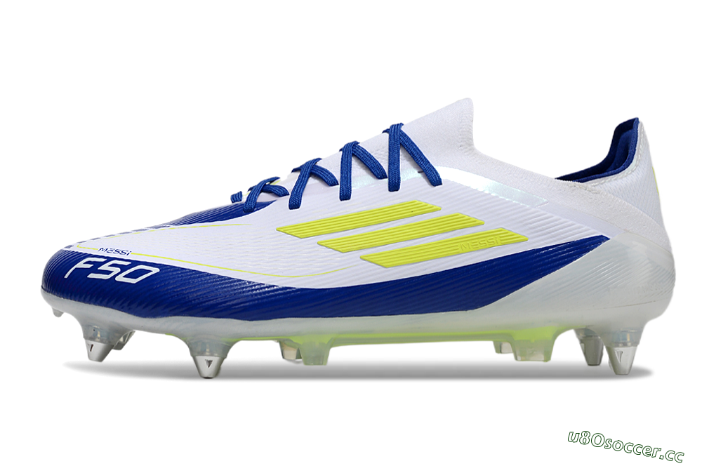 Men's Adidas F50 Elite SG Soft Ground Low-Tops Football Boots - White/Blue/Yellow 0