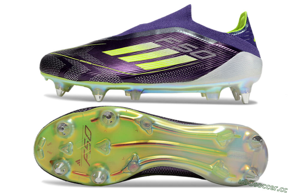 Men's Adidas F50 Elite Laceless SG Soft Ground Low-Tops Football Boots - Purple/Yellow/White 1