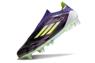 Men's Adidas F50 Elite Laceless SG Soft Ground Low-Tops Football Boots - Purple/Yellow/White
