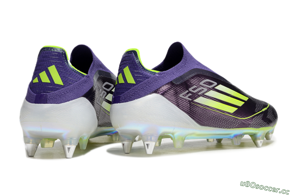 Men's Adidas F50 Elite Laceless SG Soft Ground Low-Tops Football Boots - Purple/Yellow/White 6