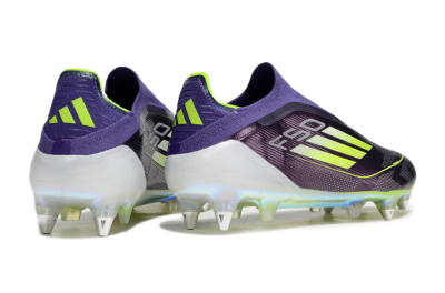 Men's Adidas F50 Elite Laceless SG Soft Ground Low-Tops Football Boots - Purple/Yellow/White